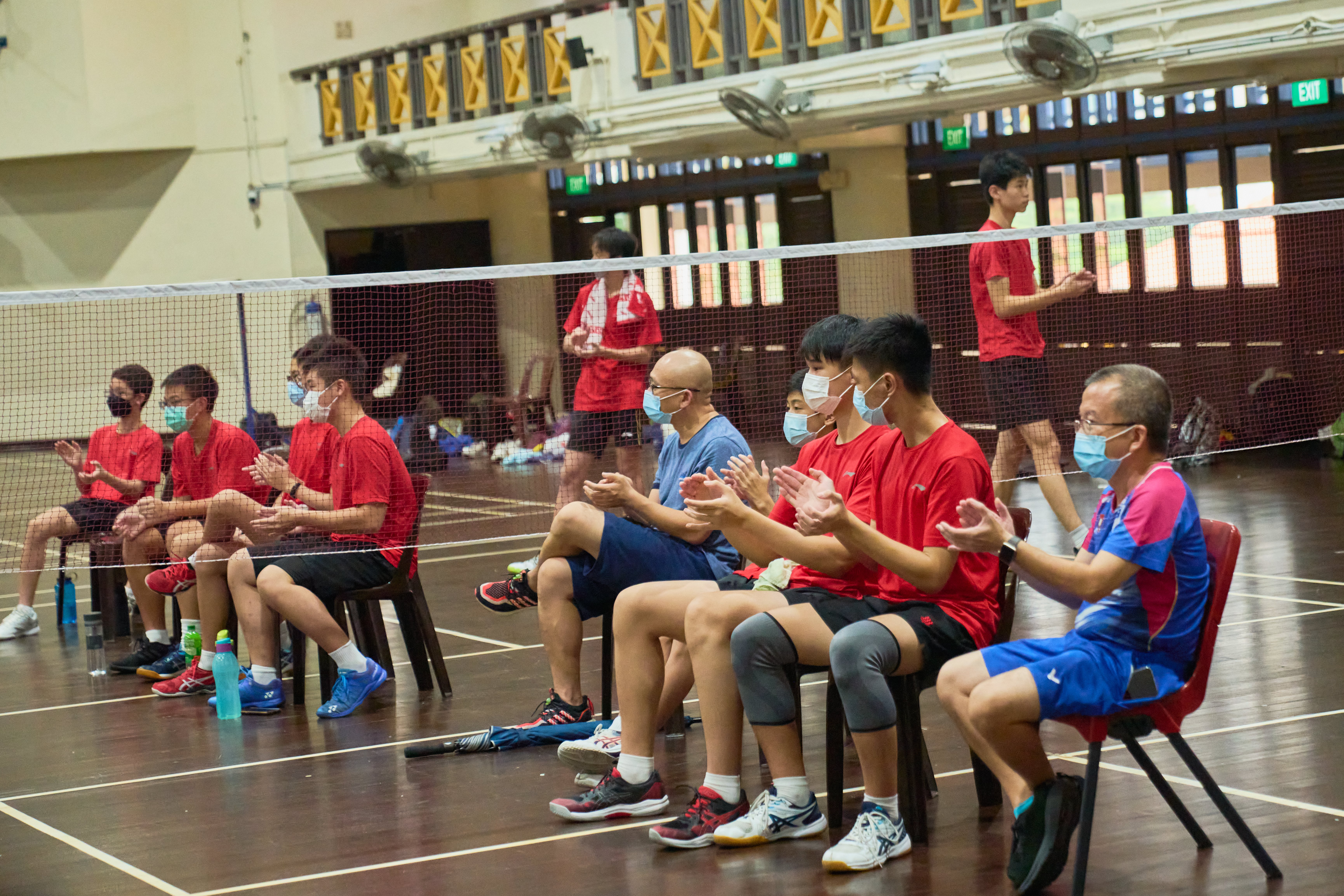 2022-04-27 Badminton B Div Boys Final HCI supporters(teachers and students) HCI won 4-1 Photo by Eric Koh DSC07601