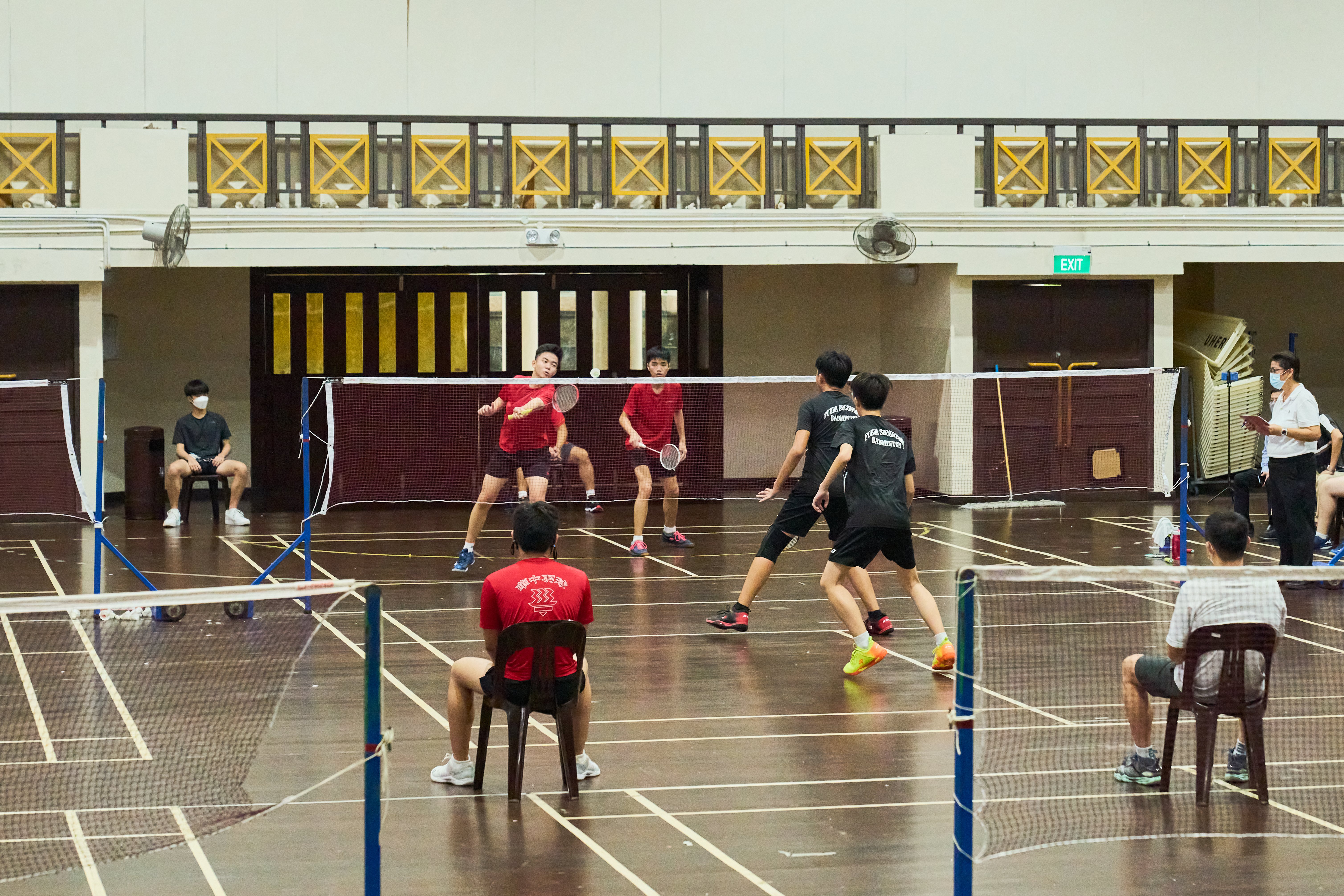 2022-04-27 Badminton B Div Boys Final Match 4 Yeo Jun Jie & Tan Yu Chuan Ace(Fuhua Sec) won 21-14 14-21 21-13, HCI won 4-1 Photo by Eric Koh DSC07693