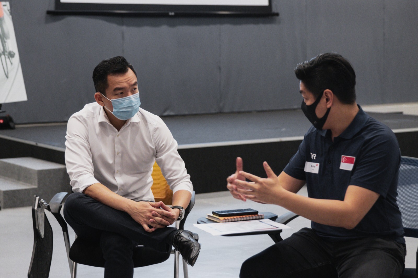 Safe Sport FGD - Mr Eric Chua, Parliamentary Secretary for Culture, Community and Youth Interacting with Mr Edwin Ker, Executive Director SSA